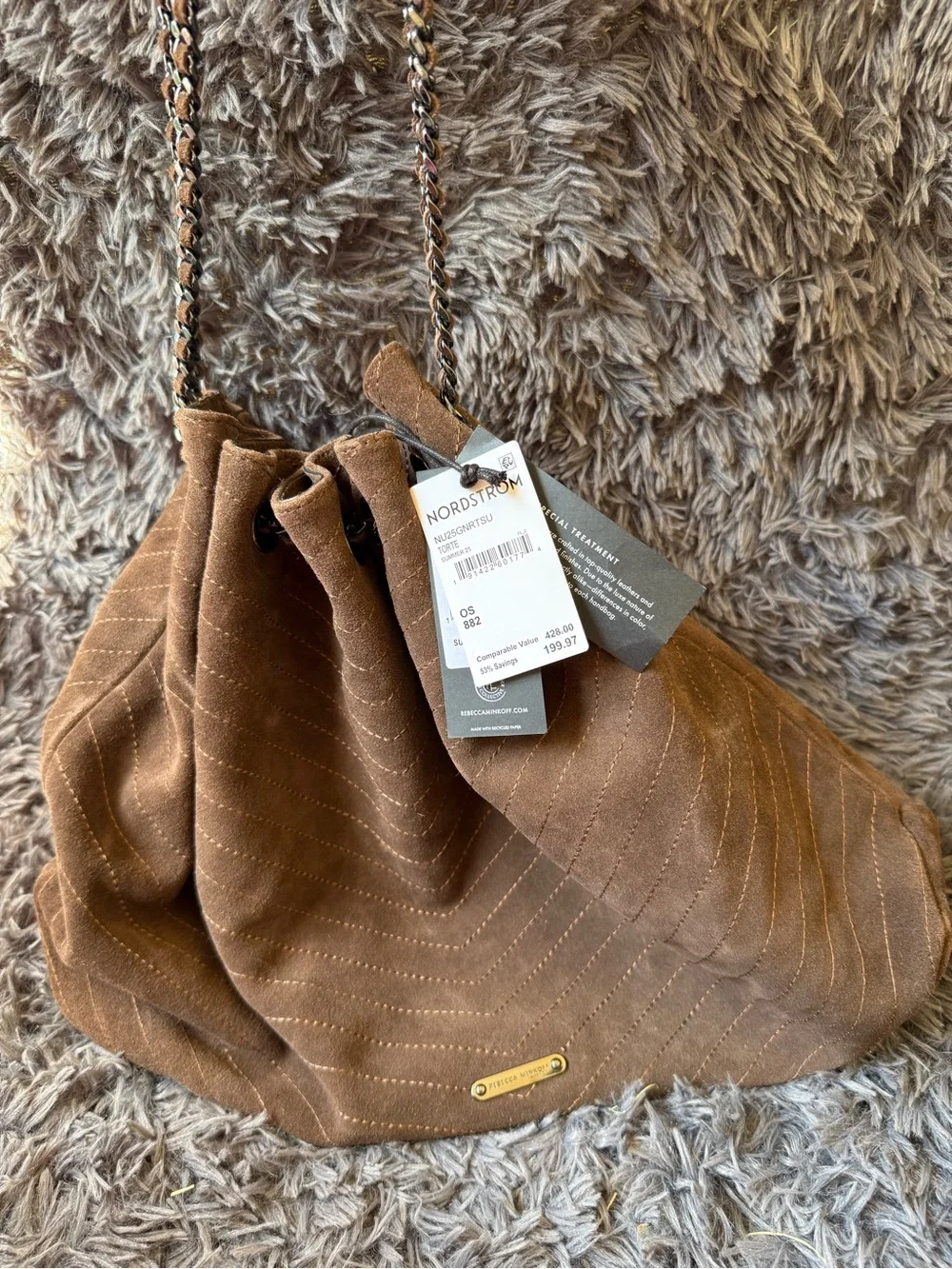 NWT Brown Suede Rebecca Minkoff Tote